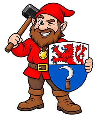 Hammer-Hugo mit Hammer und dem Wappen von Remscheid