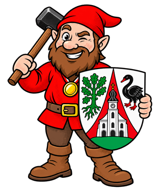 Hammer-Hugo mit Hammer und dem Wappen von Wermelskirchen